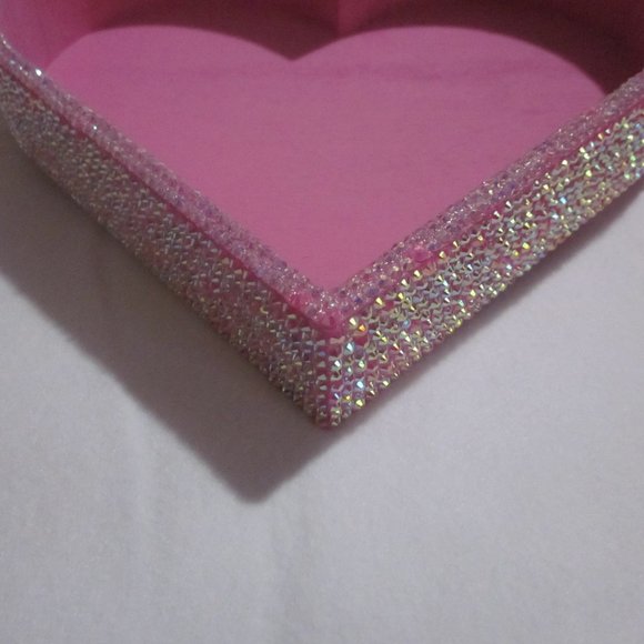 Pink Heart Shape Blinged Tray / Home Decor / Room Decor - Picture 2 of 6